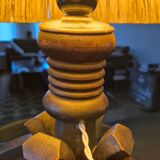 Hand crafted Wabi Wabi table lamp with raffia shade, Netherlands 1930s