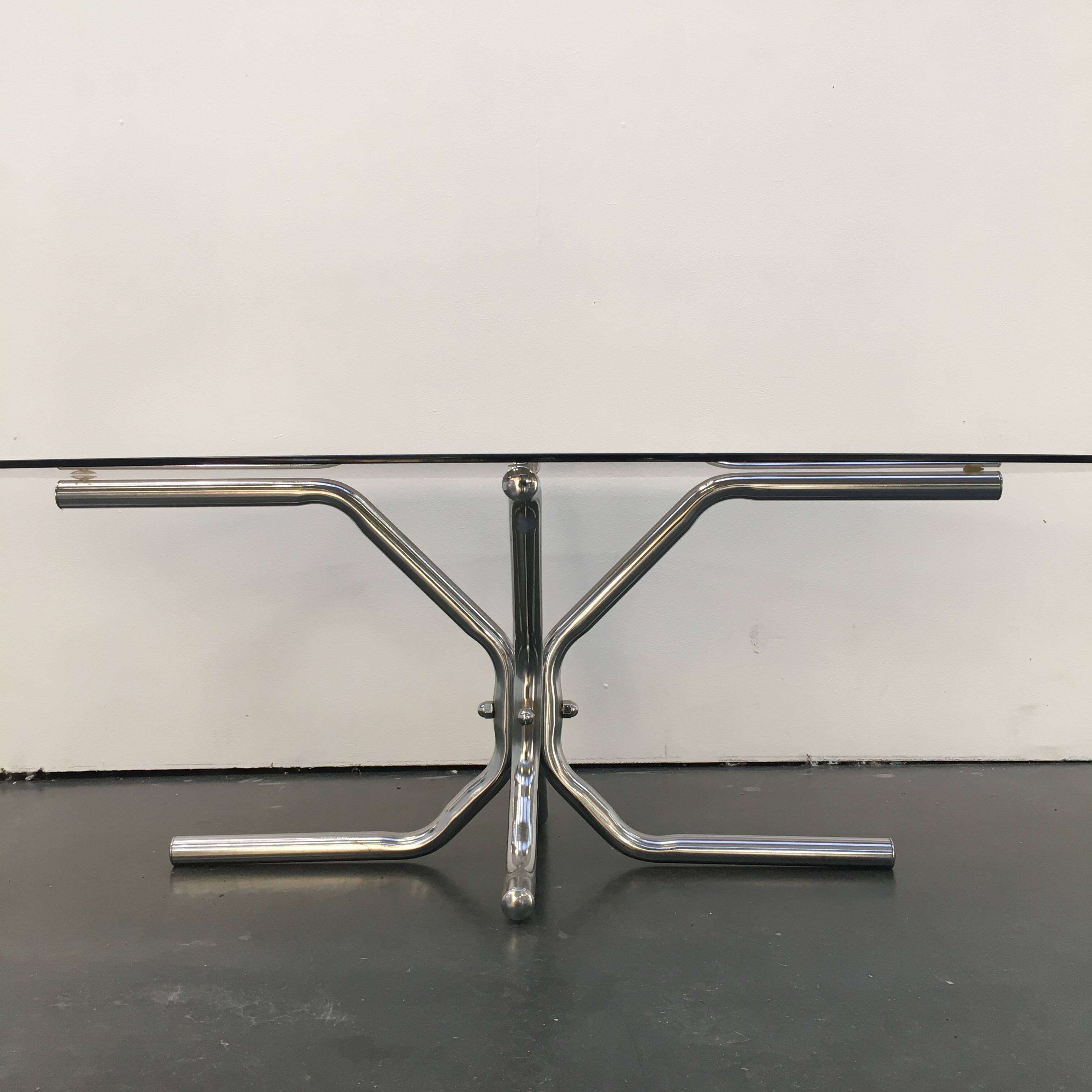 70s chrome and smoked glass coffee table