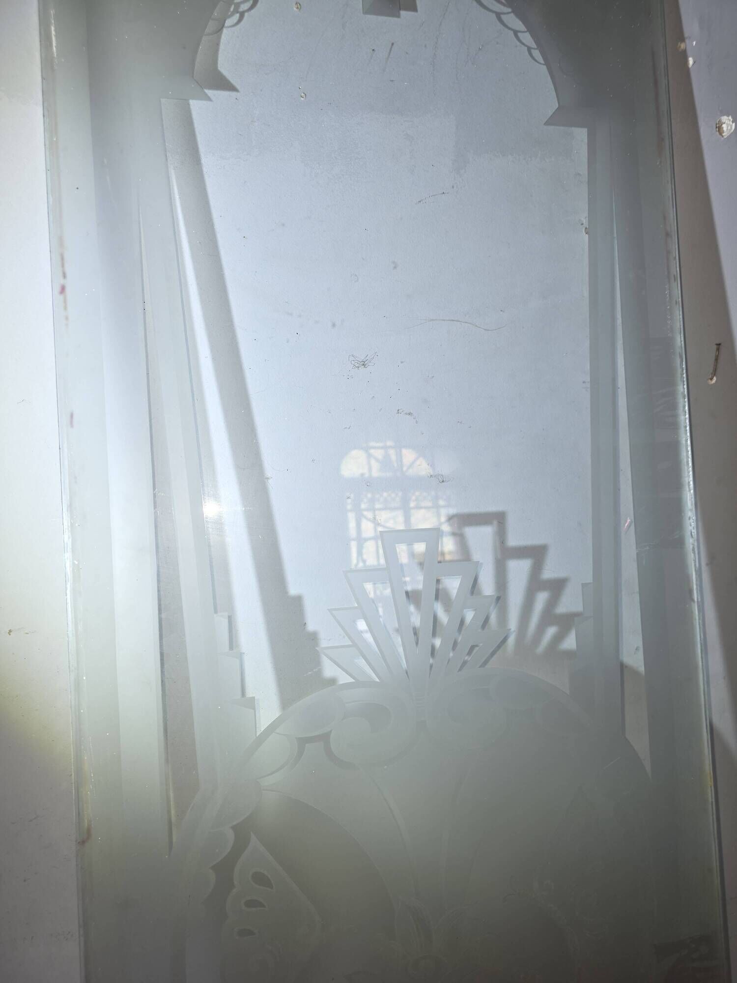 Art Deco engraved glass door panel