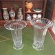 Pair of Daum France crystal cornets vases – Twisted ribbed model