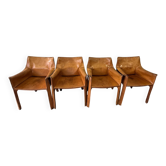 Set of 4 Cassina Cab 413 chairs by Mario Bellini, designed in 1977.