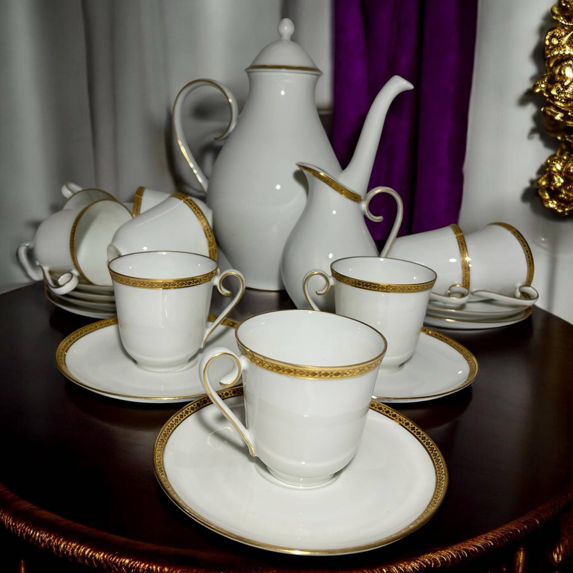 Antique porcelain coffee service – 9 people, Limoges
