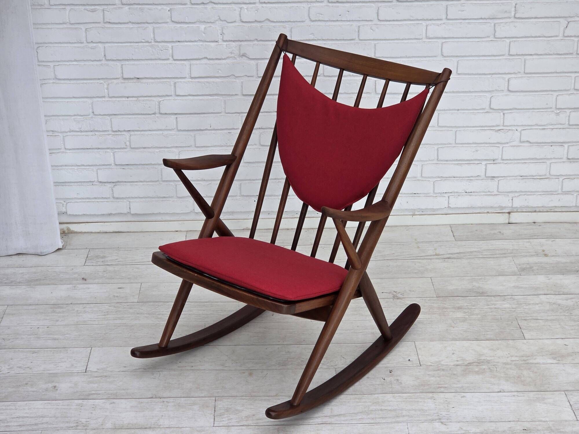 1960s Danish rocking chair by Frank Reenskaug, model 182, reupholstered.