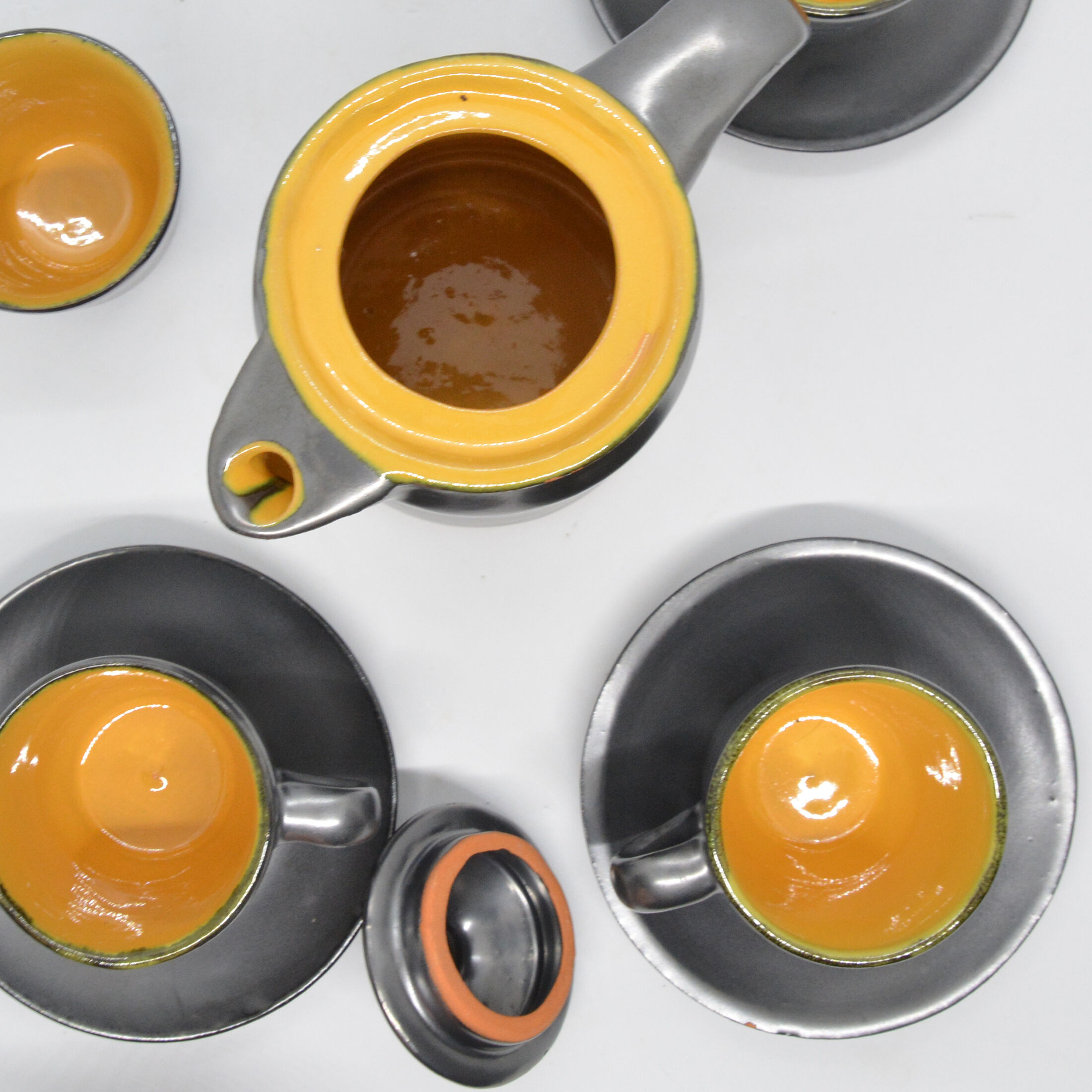 1960s modern ceramic coffee service Gramann (Topferei Römhild), Germany