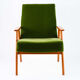Dark green vintage armchair, solid wood, 60s / 70s