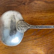 Old SFAM Goldsmith's Ladle Silver Plated Metal 12G Leaf Decor #B342