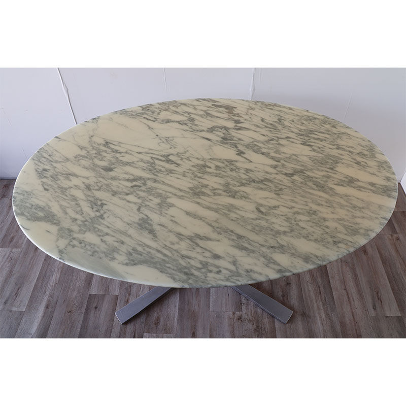 Roche Bobois oval table in marble and aluminum 1970