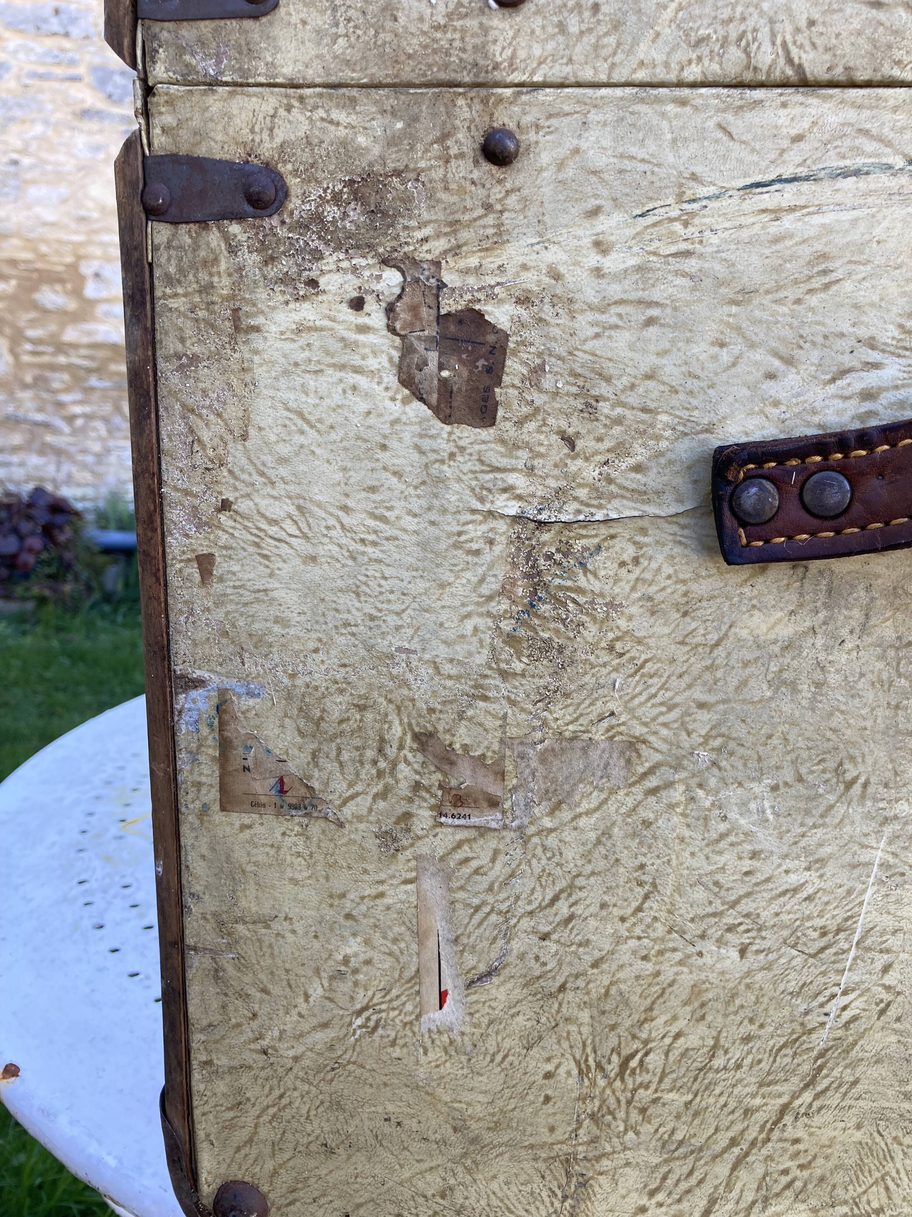 Antique wooden travel trunk