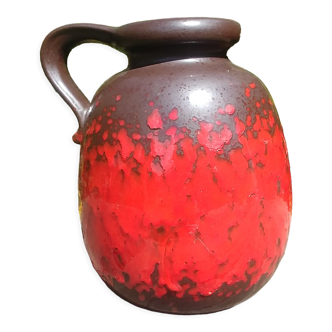 Vase Fat Lava W.Germany années 70 couleurs rouge marron chocolat
