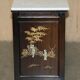 Antique Chinese commode carved in steatite with a marble top.