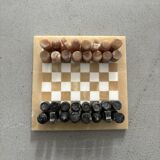 Jeux d'échec en marbre beige et noir