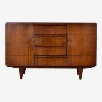 Art deco sideboard in dark walnut and brass