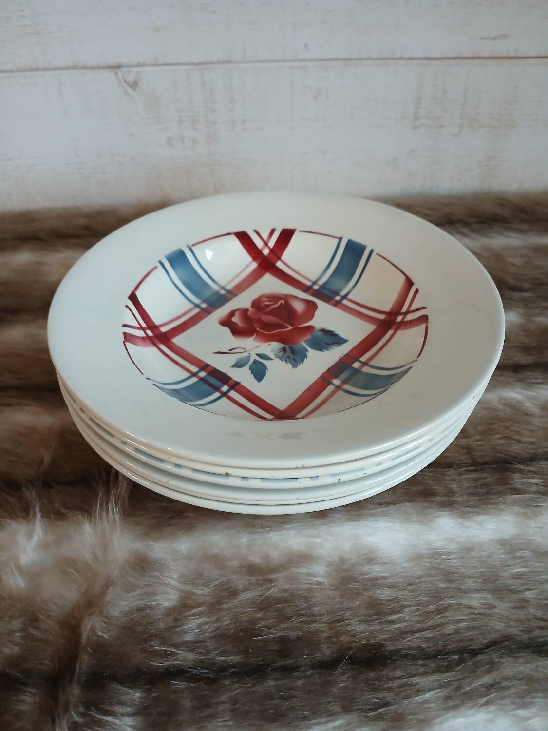 6 mismatched antique deep plates
