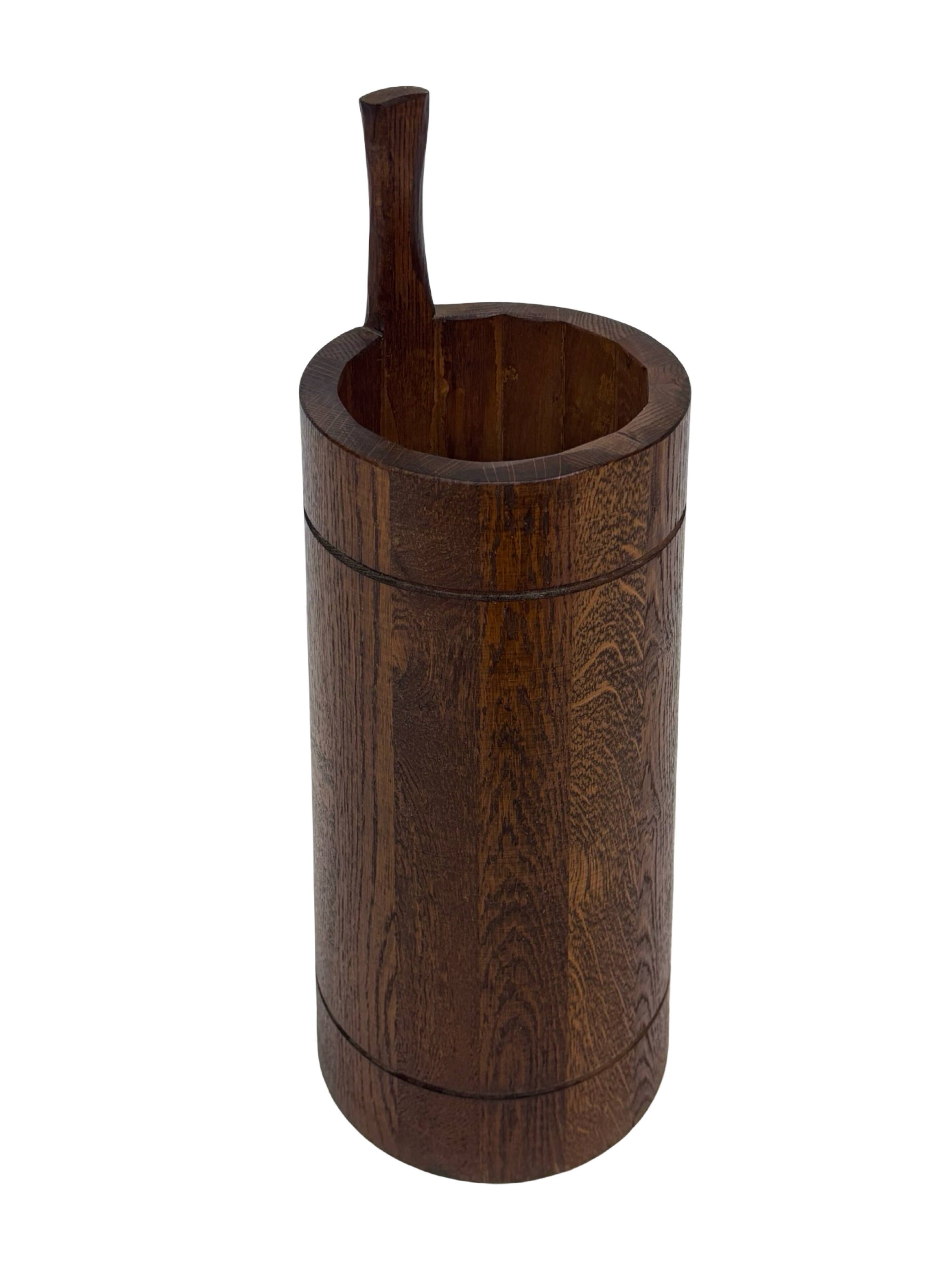Vintage umbrella stand holder oak basket storage design 60's minimalist