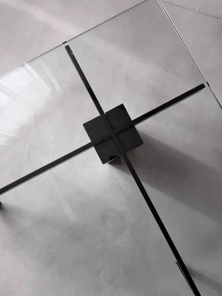 Metaform KW1 coffee table Hank Kwint 1980s glass black metal