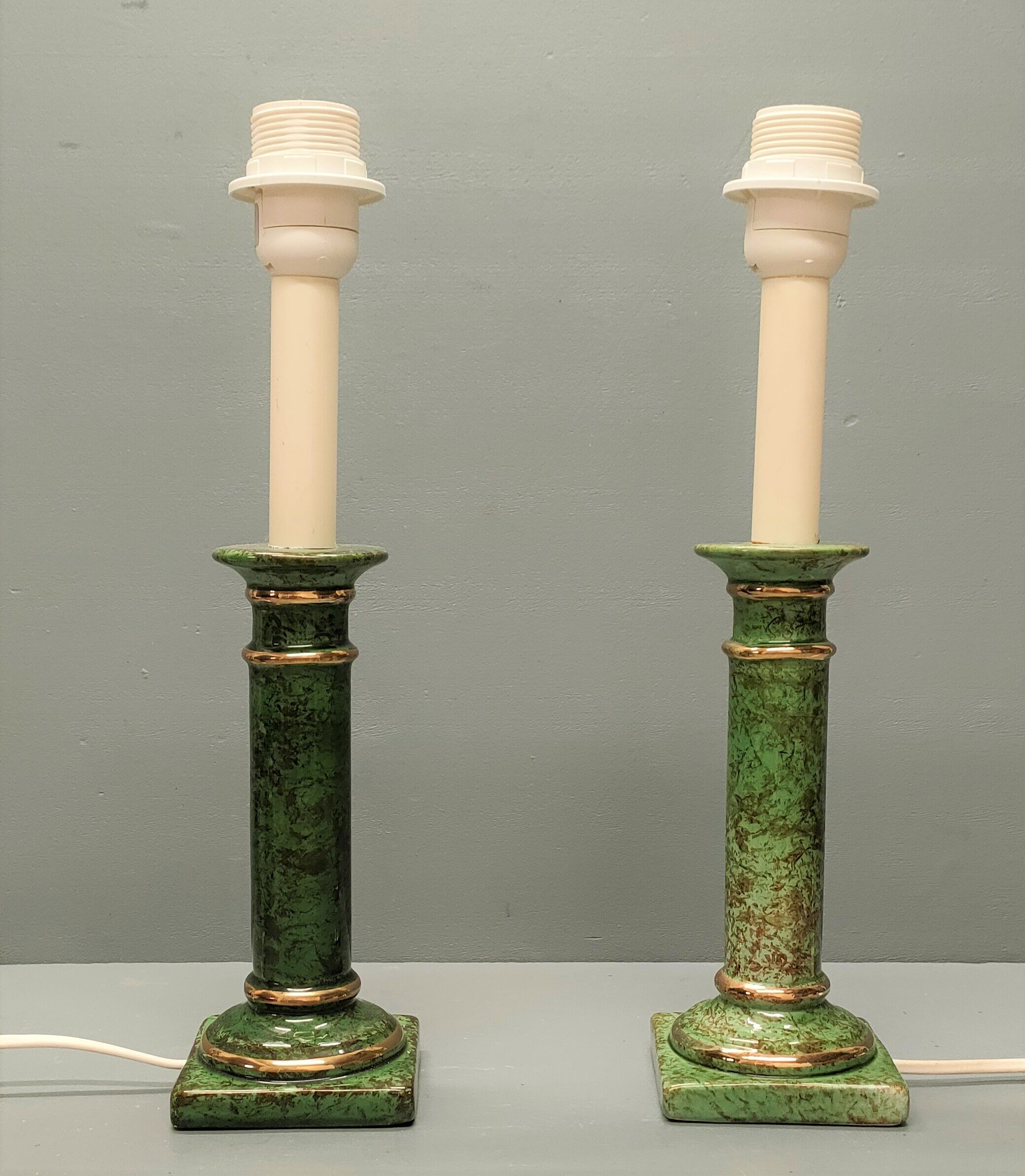 Pair of table lamps in the taste of antique marble columns, 1980s, France