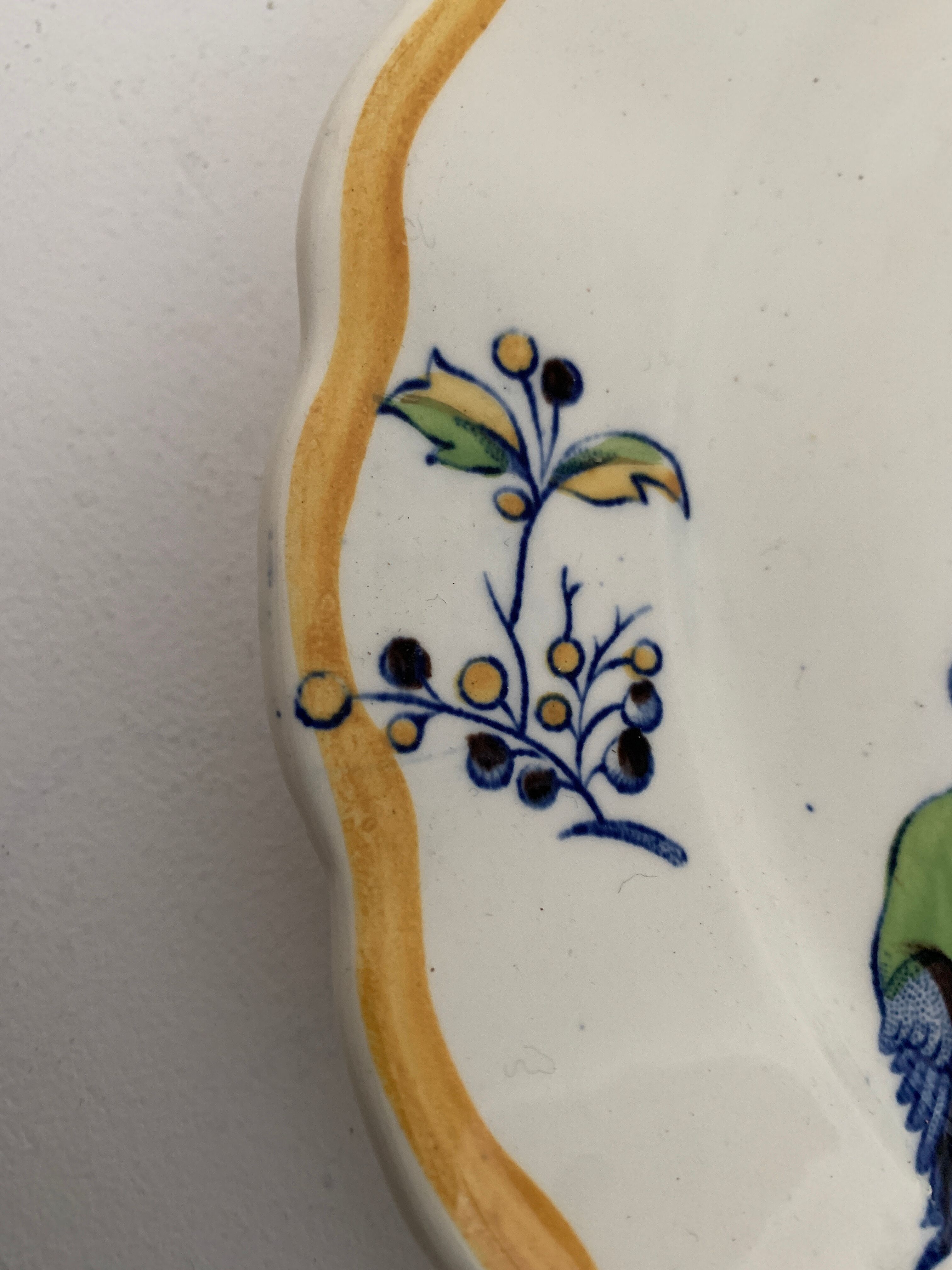 12 art nouveau flat plates from Boch La Louvière, peacock model