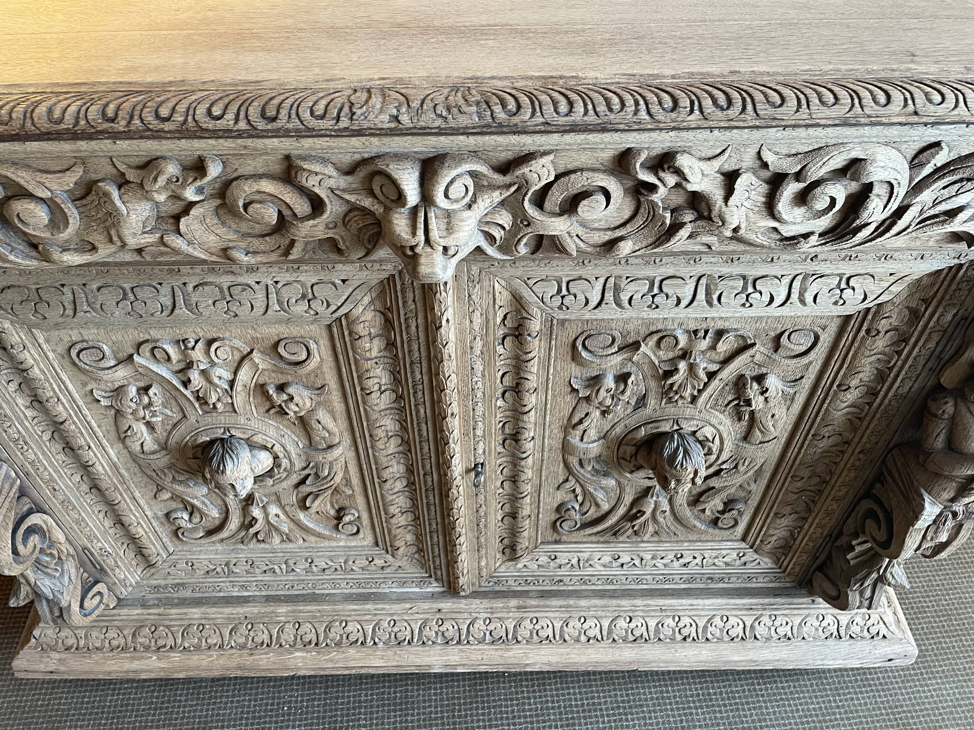 Carved wooden sideboard