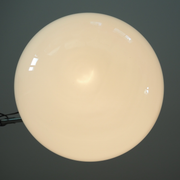 Suspension art déco globe en opaline blanche et tige en aluminium