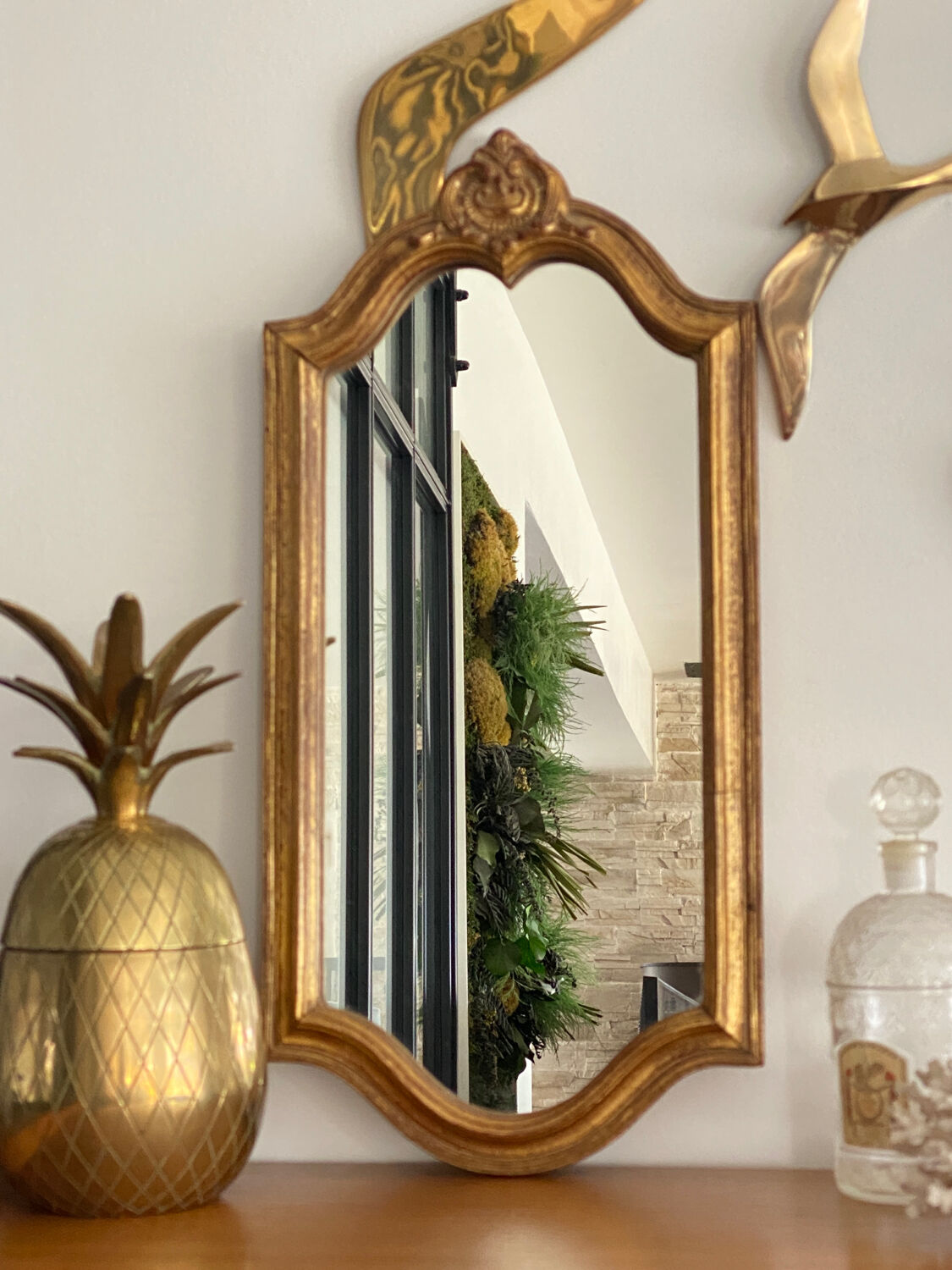 Old rectangular gilded mirror 43 x 21 cm