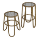 Pair of vintage mid century bamboo ice glass flower stands