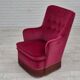 Fauteuil danois des années 1970, très bon état d'origine, mobilier en velours.