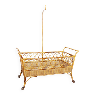 Vintage rattan and wicker pram