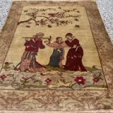 Signed Istanbul silk rug, circa 1920