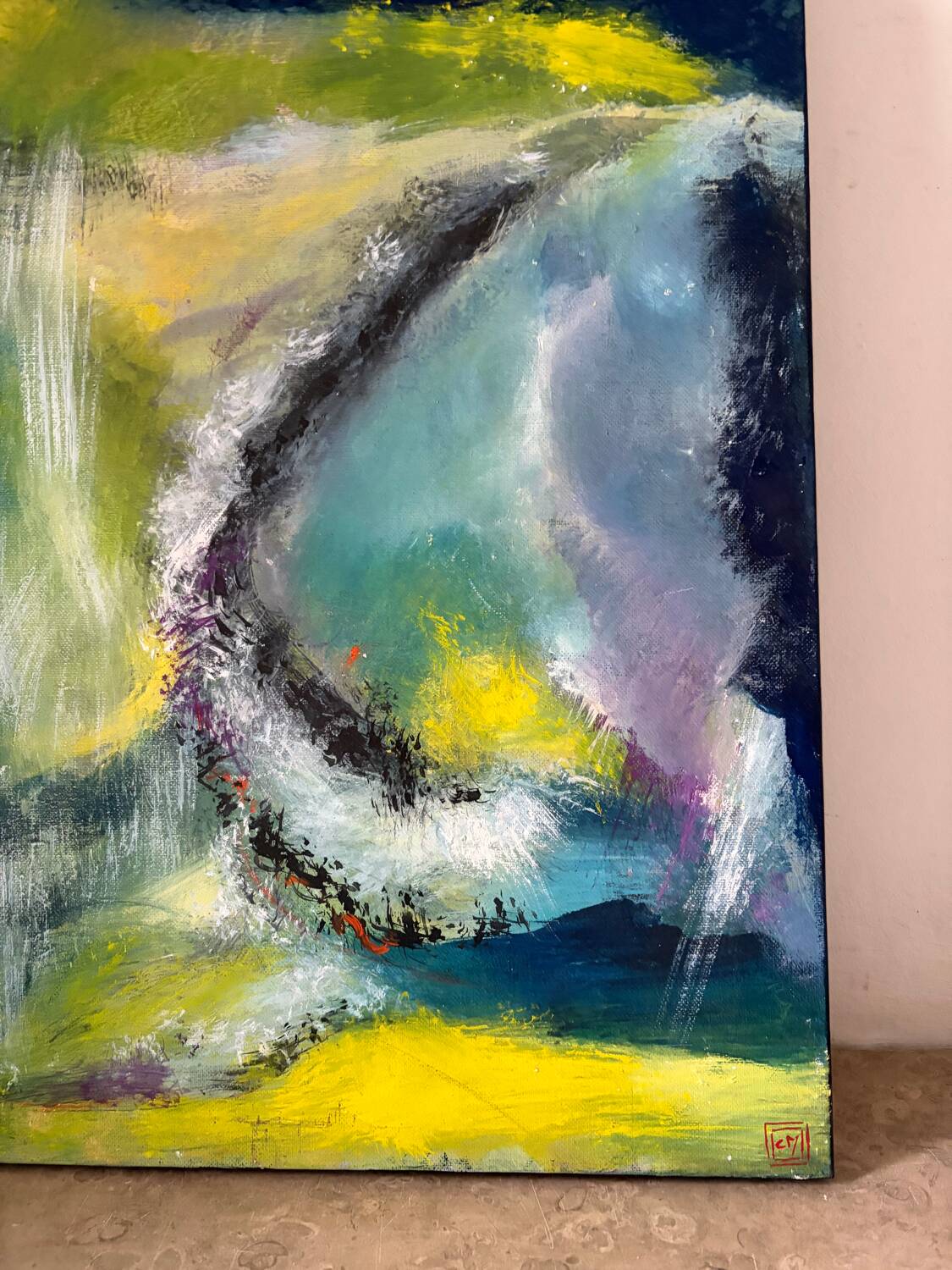 Abstract, oil on canvas signed Christian Mallet 2002