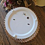 Grand plafonnier ou applique vintage en verre moulé teinté avec décor de fleurs
