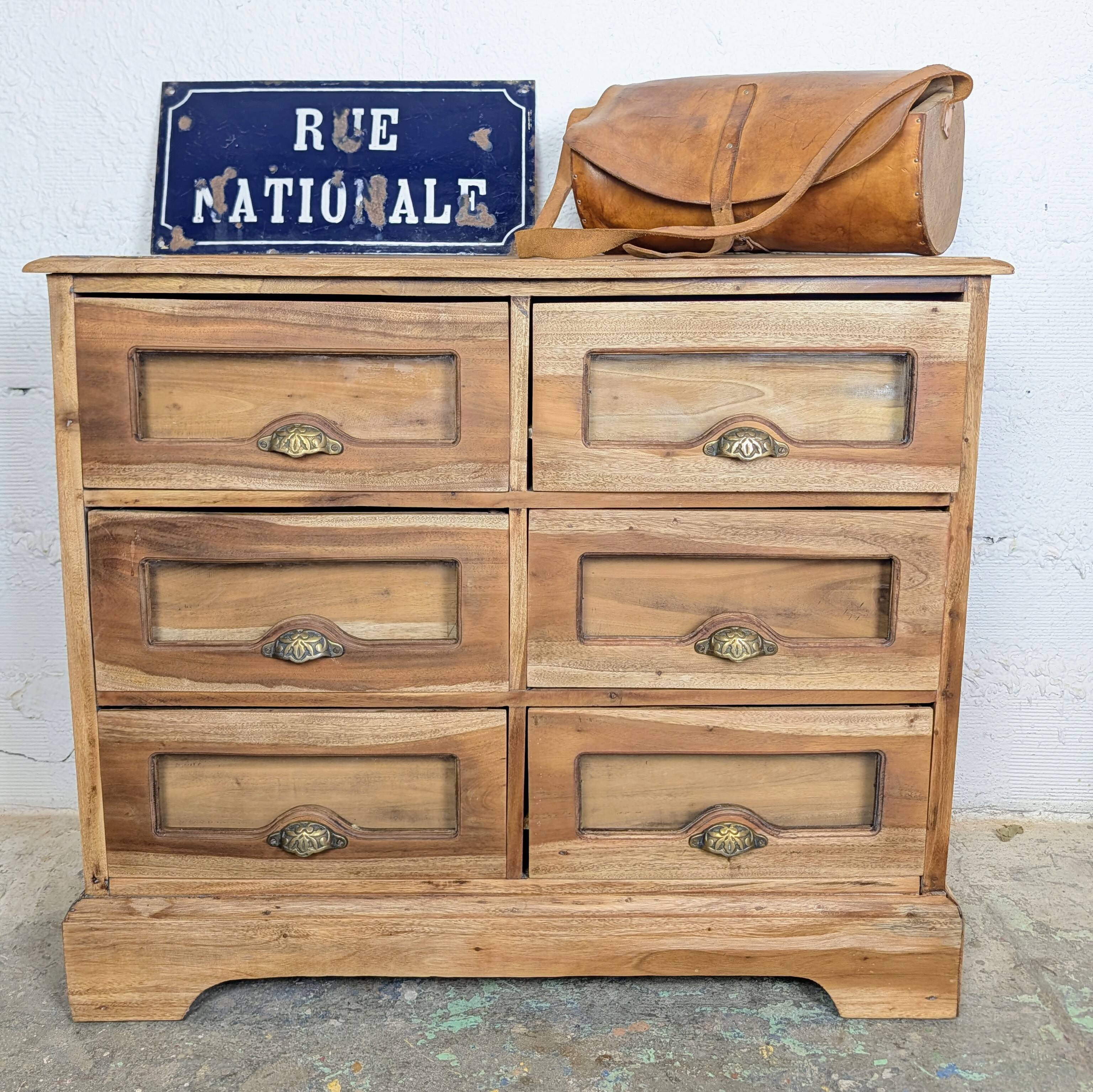 Grainetier ancien 6 tiroirs en bois massif