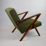 Vintage olive green boucle armchair, 1970s