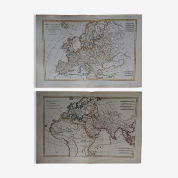 Pair of maps of Europe of the eighteenth