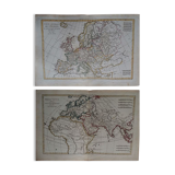 Pair of maps of Europe of the eighteenth