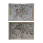 Pair of maps of Europe of the eighteenth