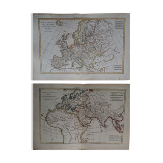 Pair of maps of Europe of the eighteenth