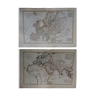 Paire de cartes de l'Europe du XVIIIème