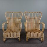 Ensemble de 2 fauteuils Rotan Dutch Design Belse 8, 1950