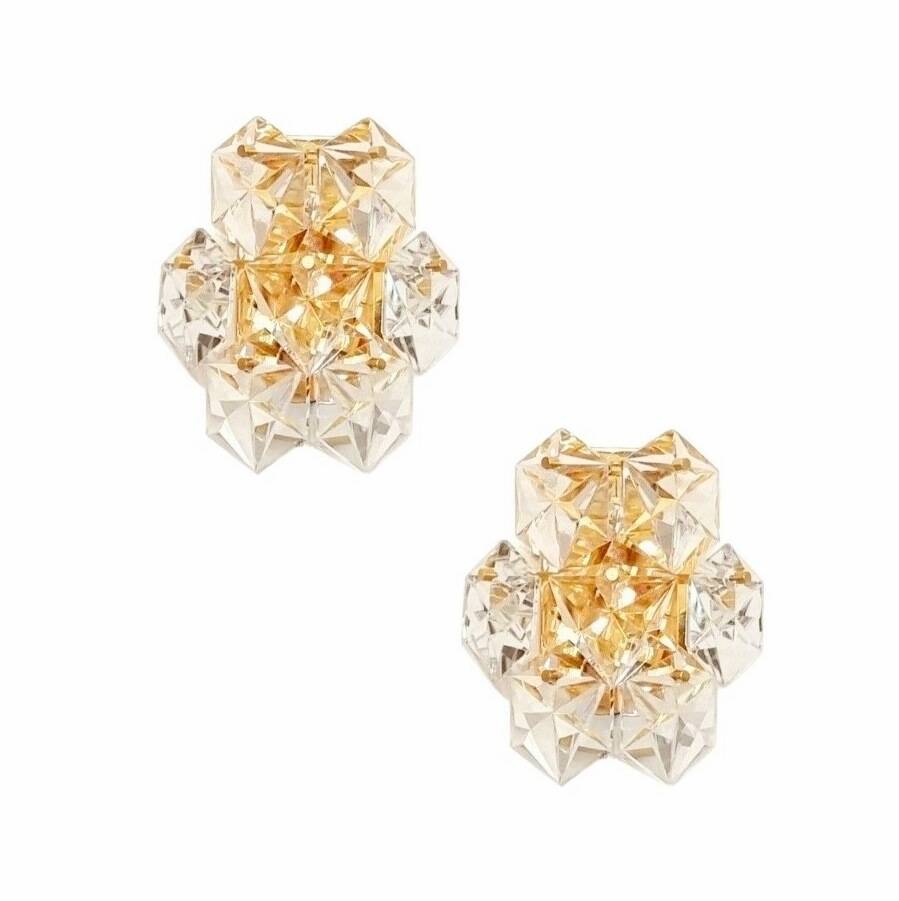 Pair of Faceted Crystal & Polished Brass Wall Lights from Kinkeldey, 1970s