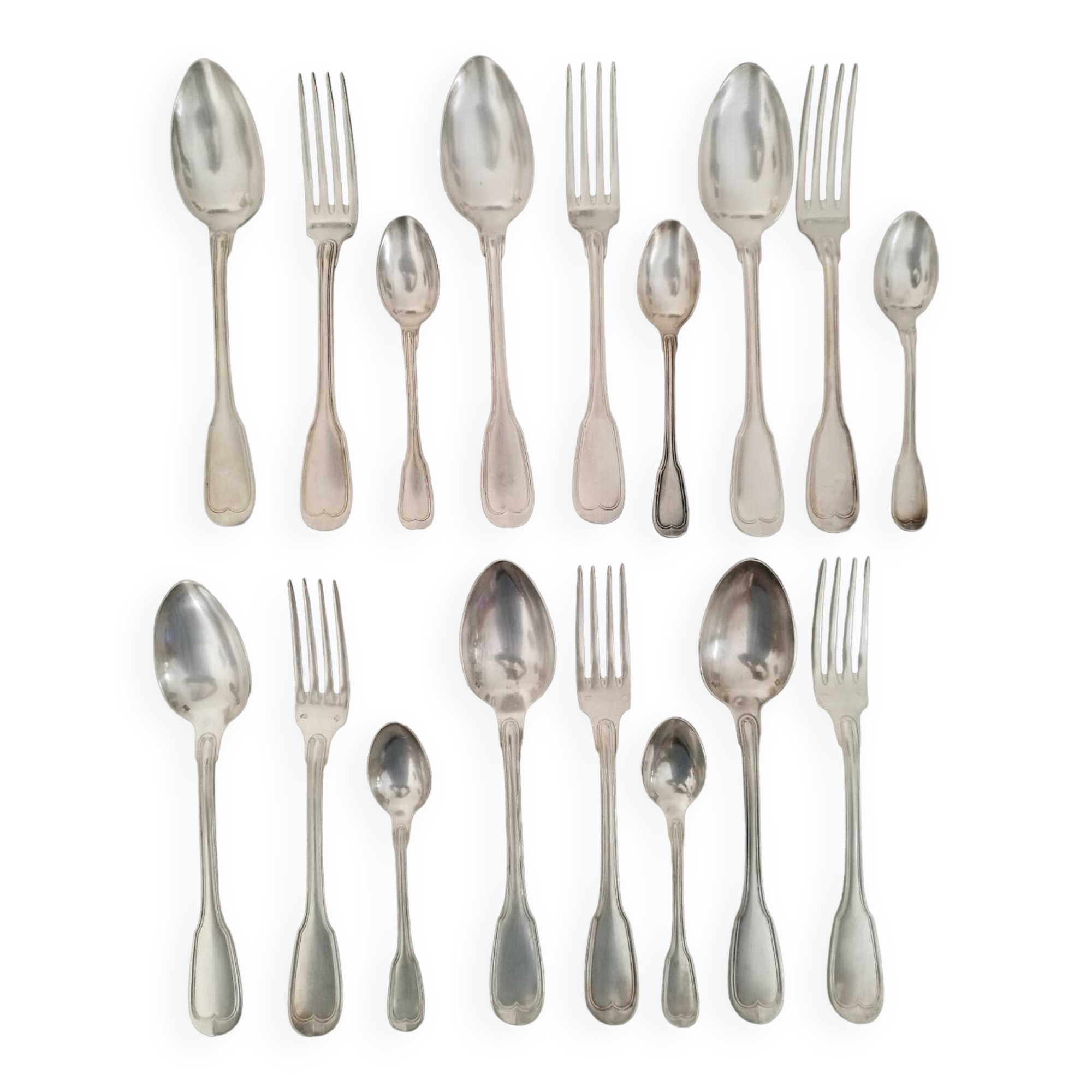 Silver metal cutlery spoons forks small spoons