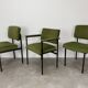 2 chairs and 1 office armchair from the 1950s in green velvet and black metal.
