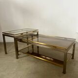 Coffee table in brass and smoked glass designed by Guy Lefèvre for the Jansen house, 1970s/80s