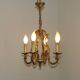 French Vintage Bronze Art Nouveau Style 4 Light 4 Sided Cage Chandelier