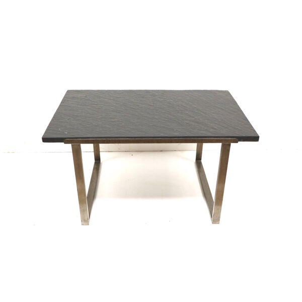 Table basse vintage en ardoise lourde fabriquée dans les années 1970