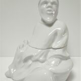 Anthropomorphic porcelain pot signed Baylac late nineteenth early twentieth