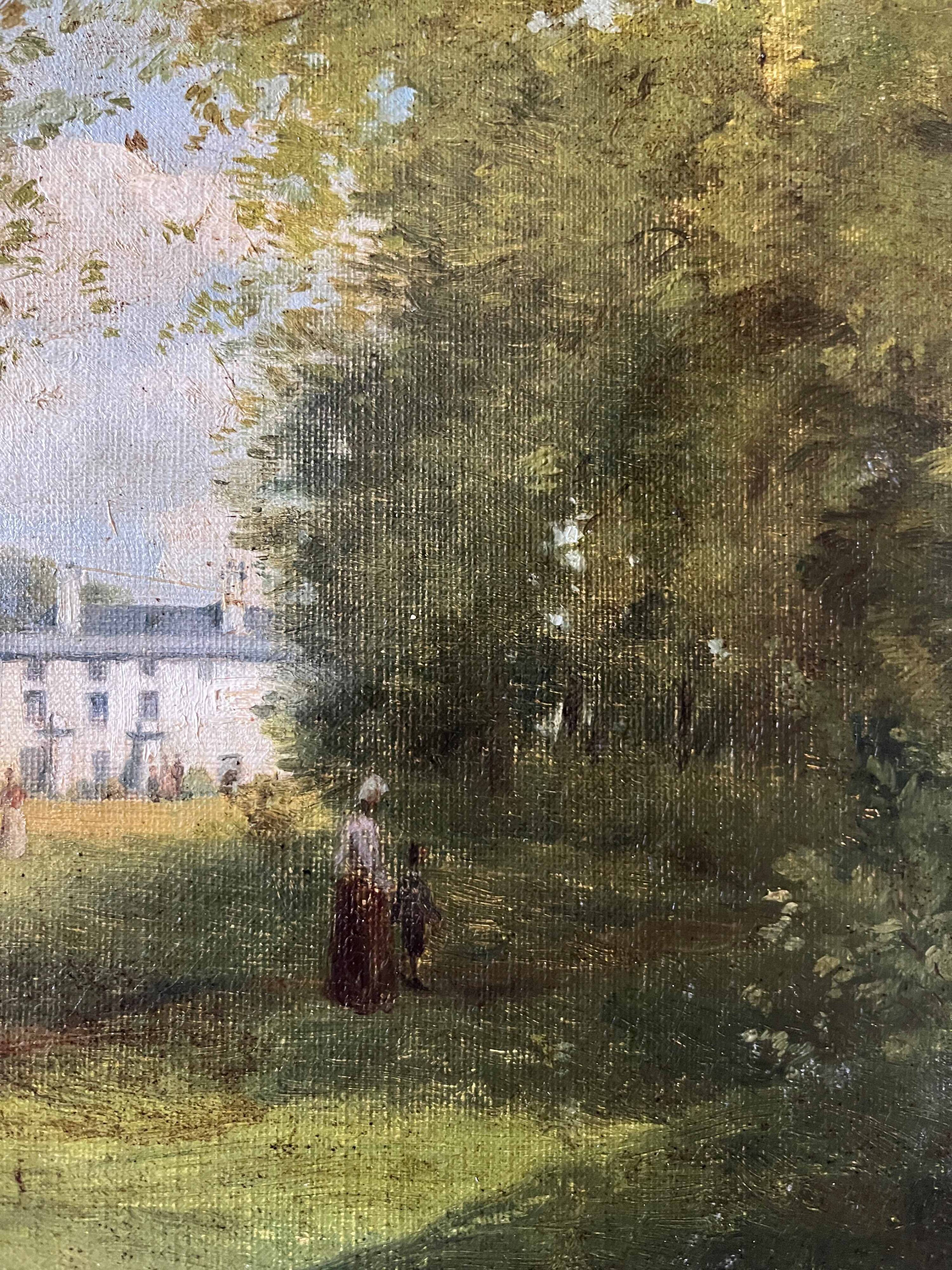 Tableau HST "The Animated Park of the Château" Malmaison Rueil Bois Préau 19th Century