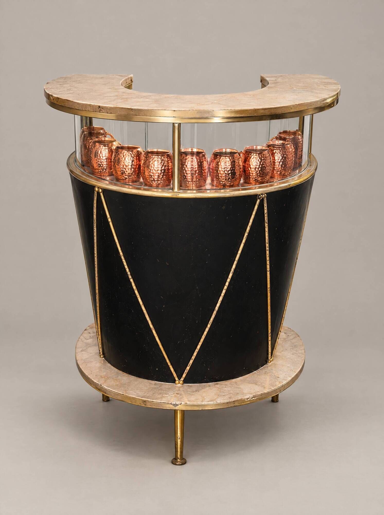 Vintage wooden and brass salon bar