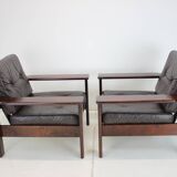 Paire de fauteuils scandinaves en cuir des années 1960