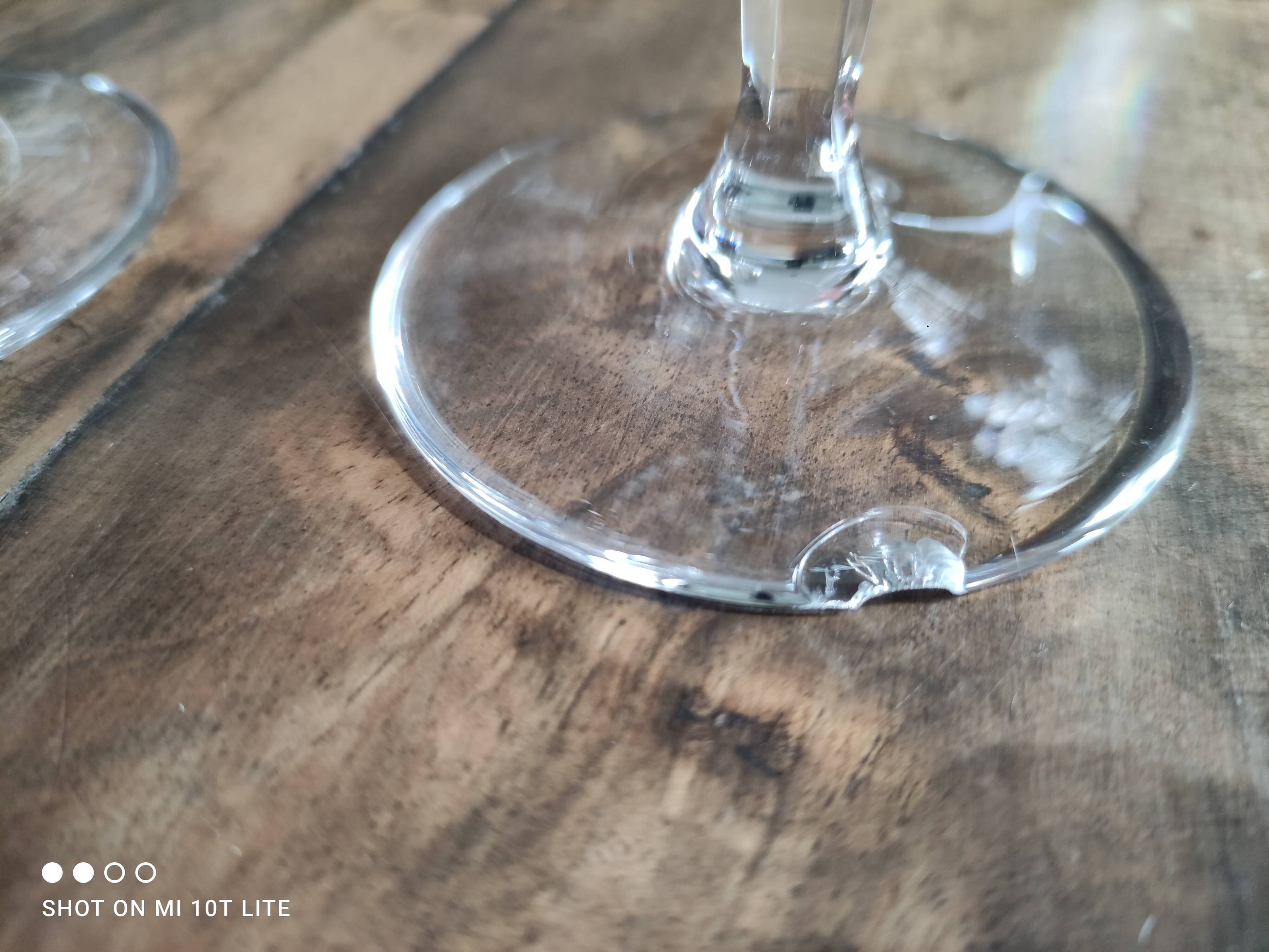 Set of 7 cut crystal wine glasses