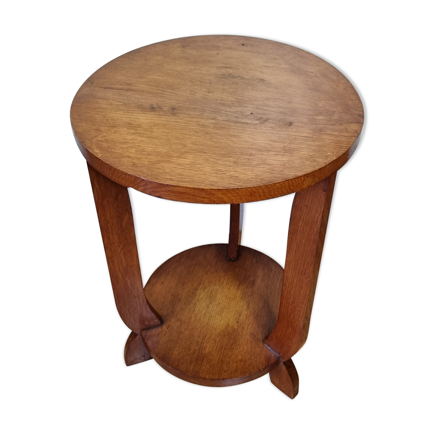 Blond wooden pedestal table in art deco style